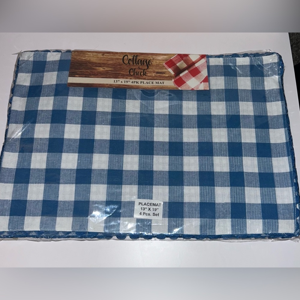 Cottage Check 13”x19” 4-Pk Placemat (2-Sided Design) 100% Cotton/Buffalo Print
